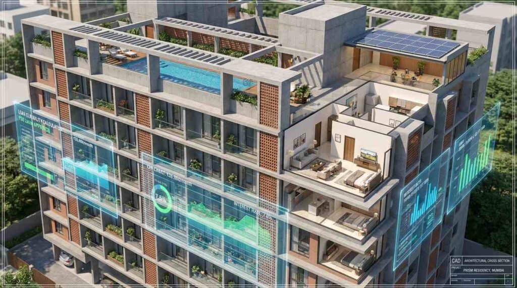 Housing loan eligibility factors infographic showing income credit score age requirements India 2026